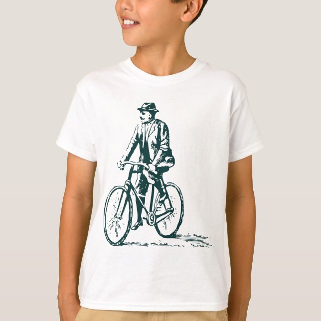 Camiseta Homem numa bicicleta - Verde escuro (Frente)