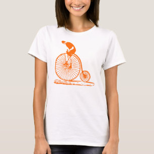 Camiseta Homem numa Penny Farthing - Laranja