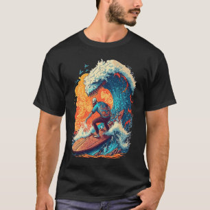Camiseta Homem Onda Monstro Do Surf legal No Surfboard Surf