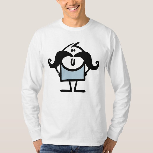 Camiseta Homem-palito engraçado com bigode (Frente)