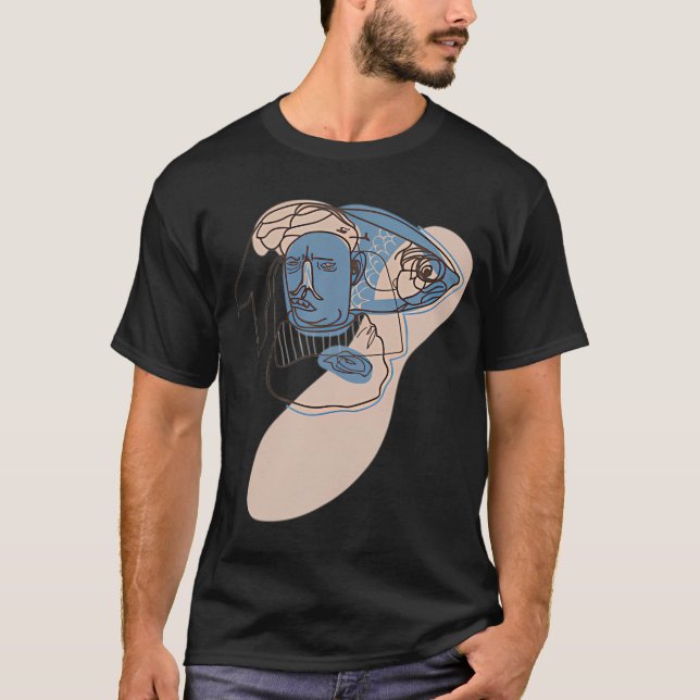 Camiseta homem peixe bege (Frente)