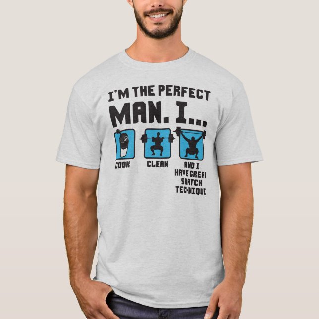 Camiseta Homem perfeito - Gym engraçado do halterofilismo (Frente)