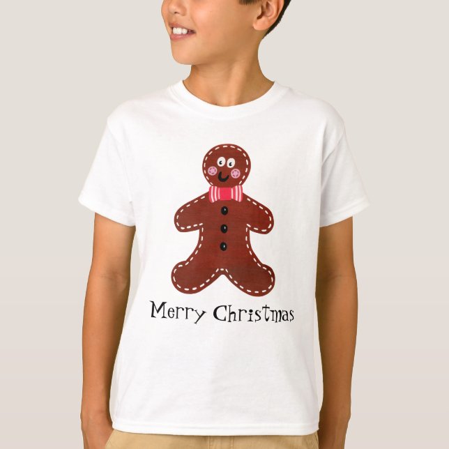Camiseta Homem Personalizado de Pão de Natal Bonito (Frente)