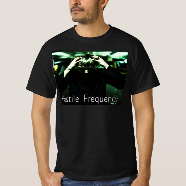 Camiseta Homem puxando o cabelo com frequência hostil abaix (Frente)