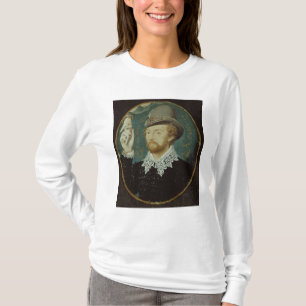 Camiseta Homem que clasping a mão de uma nuvem