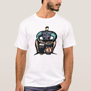 Camiseta Homem que joga o gráfico estilizado dos bongos