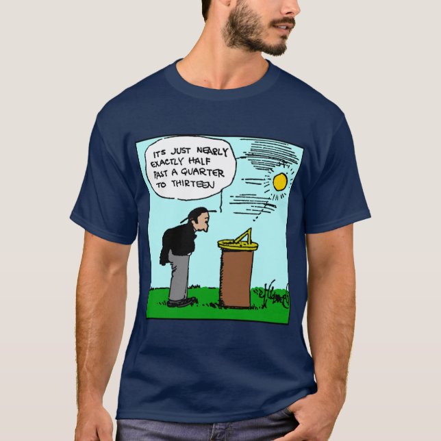 Camiseta Homem que lê um t-shirt do Sundial (arte de Rube (Frente)