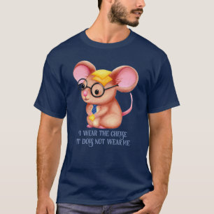 Camiseta Homem Queijo Peludo Negócios Rato Gravata Óculos N