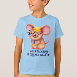 Camiseta Homem Queijo Peludo Negócios Rato Gravata Óculos N