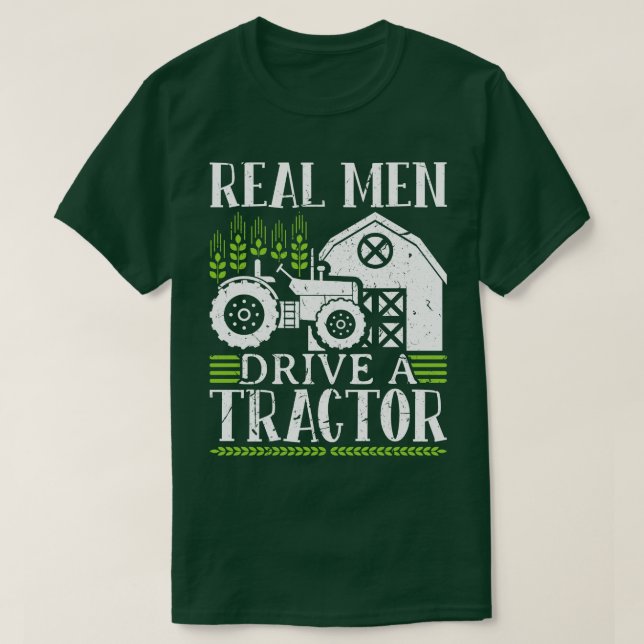 Camiseta Homem Real Dirige Um Trator (Frente do Design)