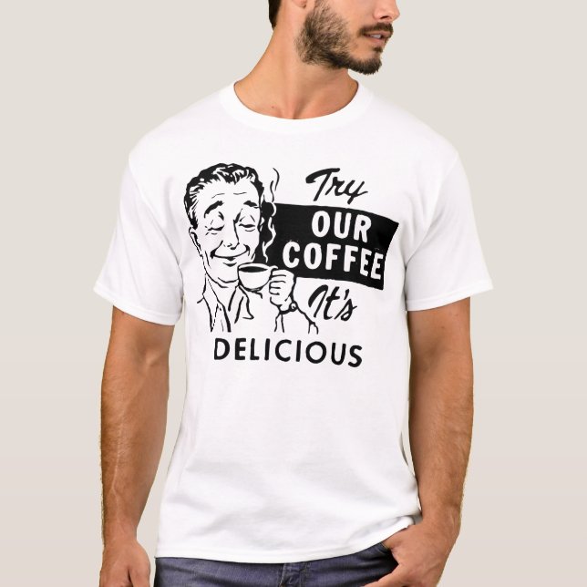 Camiseta Homem retro do café (Frente)
