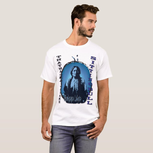 Camiseta Homem santamente de Bull de assento Hunkpapa (Frente Completa)