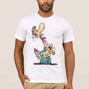 Camiseta Homem Segurando Um Bebê Chorando Coluna T-Shirt
