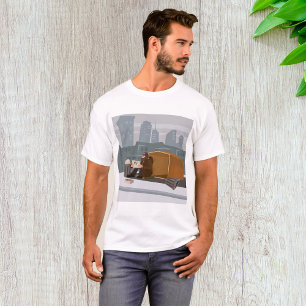 Camiseta Homem Sem-Teto Segurando Placa de Ajuda Pobreza Ur
