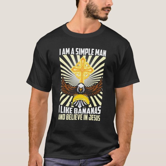 Camiseta Homem Simples Como Banana E Acredita Em Jesus C (Frente)