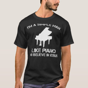 Camiseta Homem Simples: Piano e Jesus Tee (32 caracteres)