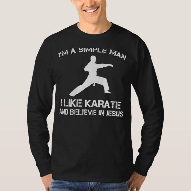 Camiseta Homem Simples: Tee de Karate e Jesus (32 caractere (Frente)