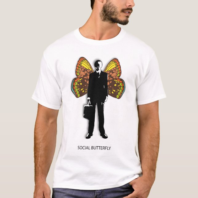Camiseta Homem social da borboleta (Frente)