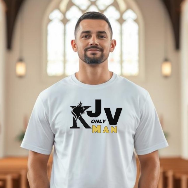 Camiseta Homem Somente KJV - Leão Coroado (Criador carregado)