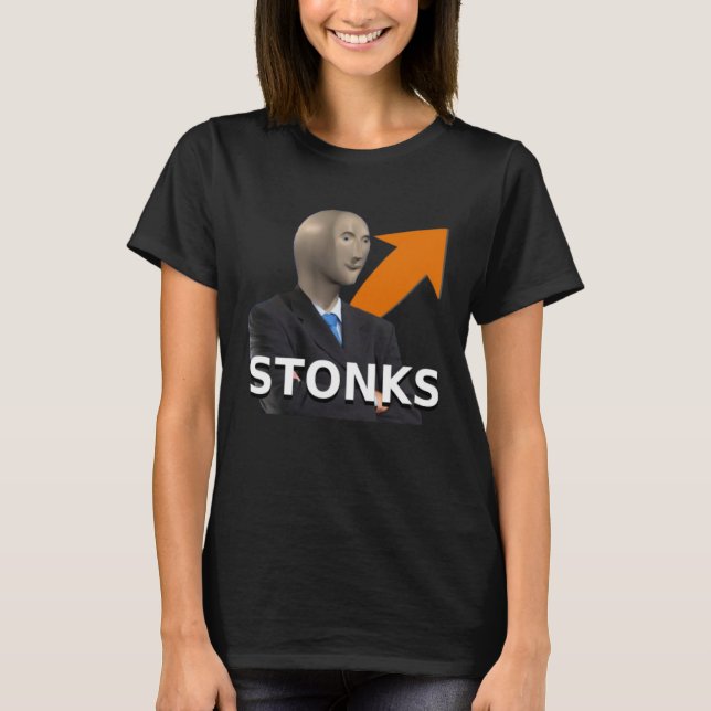 Camiseta Homem Stonks Meme Mais Seta (Frente)