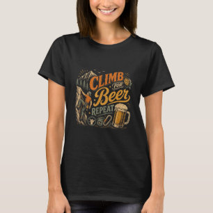 Camiseta Homem subindo cerveja gráfico retrô vintage dos an