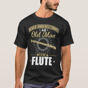 Camiseta Homem Tocador de Flauta Aposentado Homens Música F