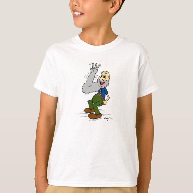 Camiseta Homem Velho Agitando Barba Crianças Básicas (Frente)