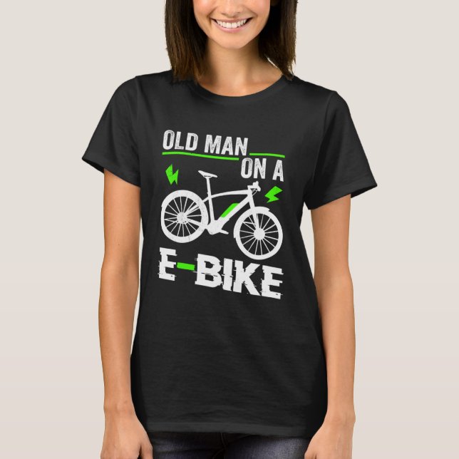 Camiseta Homem Velho Em Bicicleta Eletrônica De Bicicleta E (Frente)