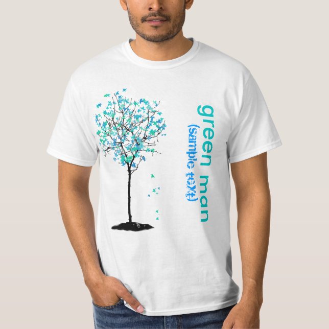 Camiseta Homem Verde PixDezines, mapa azul (Frente)