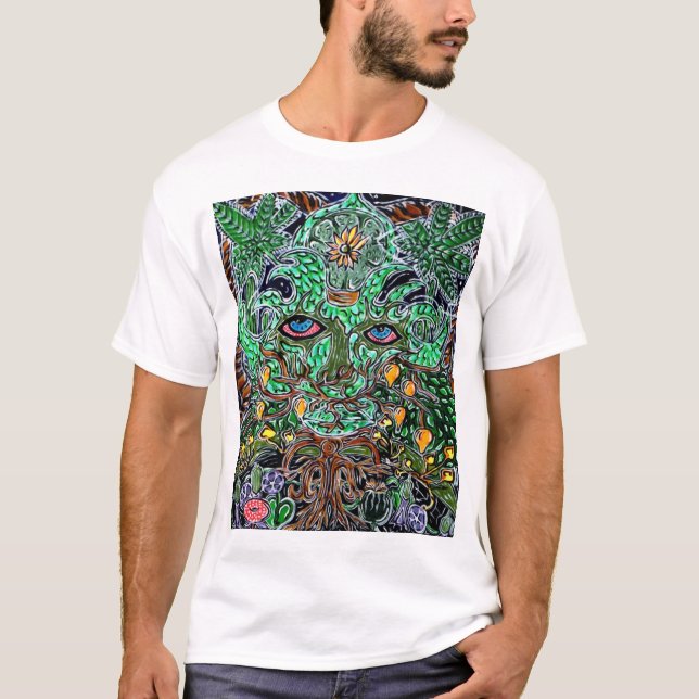 Camiseta homem verde psicadélico (Frente)