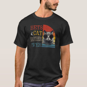 Camiseta Homem Vintage Melhor Irmão Gato de Sempre Irmão
