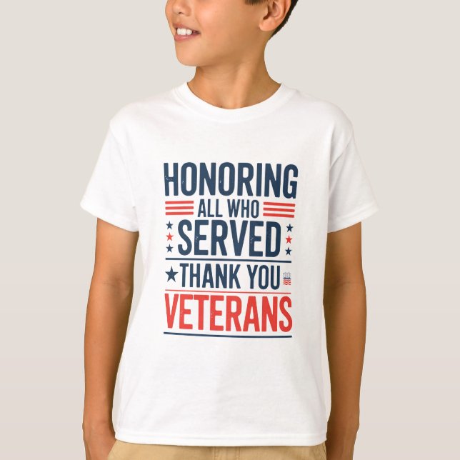 Camiseta Homenageando Todos os Que Serviram Obrigado Dia do (Frente)