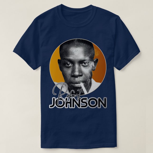 Camiseta Homenagem Dourada de Robert Johnson (Frente do Design)