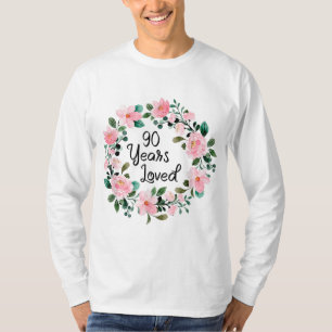 Camiseta Homens Adoravam 90 Anos Mulheres 90 Floral De 90 A