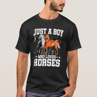 Camiseta Homens Apenas um Menino que Ama Cavalos Show Eques