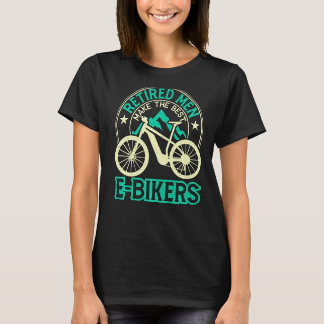 Camiseta Homens Aposentados E-bikers Elétricos Biking E-Bik (Frente)