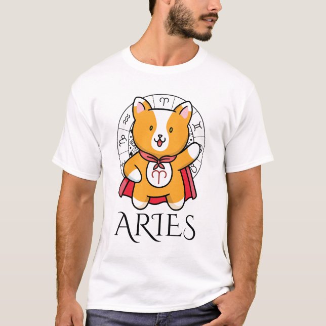 Camiseta Homens Áries Zodíaco Branco (Frente)