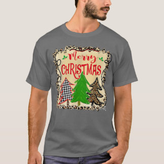 Camiseta Homens Árvores de Natal Mulheres Leopardo Feliz Na
