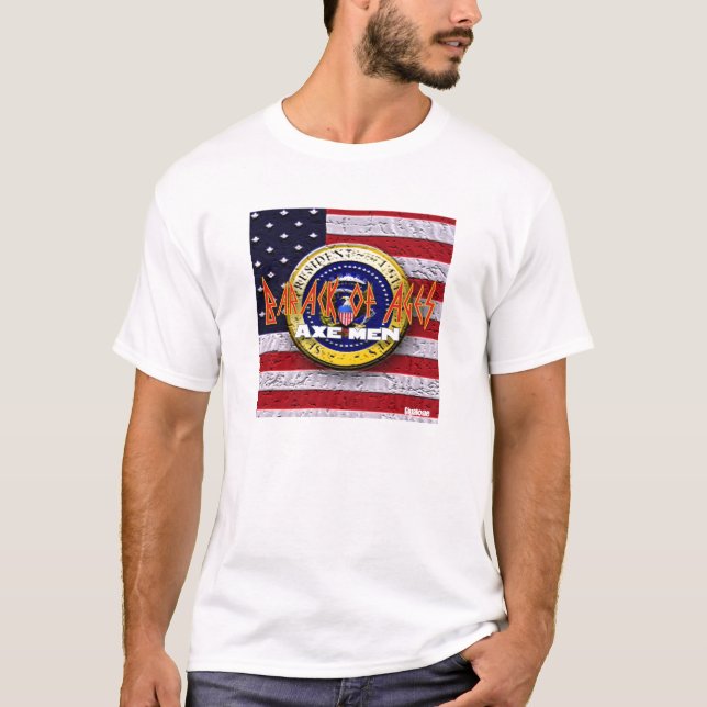 Camiseta Homens Barack do machado do T das idades (Frente)