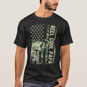 Camiseta Homens Bate Bem Bandeira Camuflada de Pesca Dia do