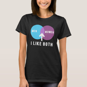 Camiseta homens bissexuais mulheres gostam de ambos os diag