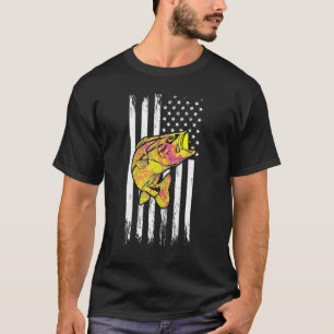 Camiseta Homens Boca Grande Peixe Bass Bandeira Americana V
