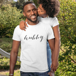 Camiseta Homens Brancos Modernos de Script Preto do Hubby