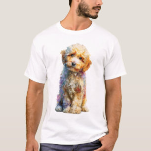 Camiseta Homens Cachorro Doodle Dourado Com Pelo Giratório