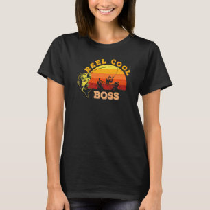Camiseta Homens Carrete Retro Legal Chefe Peixe Pescaria Di