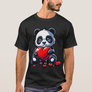 Camiseta Homens Casais do Coração de Panda Bonitos Mulheres