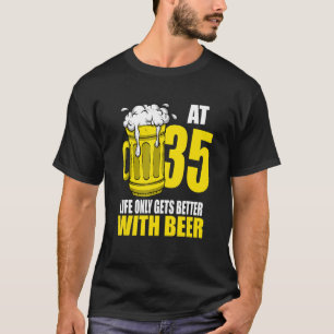 Camiseta Homens Cerveja Bebendo De 35 Anos