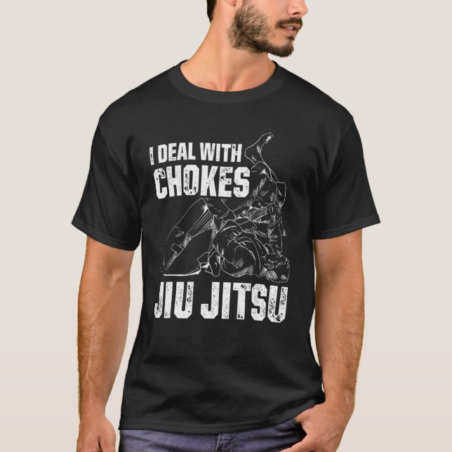 Camiseta Homens com quem lido Chockes Jiu Jitsu Jiu Jitsu B (Frente)