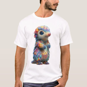 Camiseta Homens Criatura Pangolim Arco-Íris Iridescente