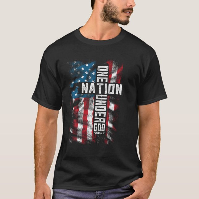 Camiseta homens cristãos bíblia de fé versa patriota 4º de  (Frente)